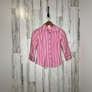 J Crew Women's Striped Button Front Top Pink White Size XS